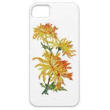 Chrysanthème chinois d'or brodé coque iPhone 5