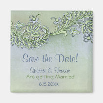 Chuchotement bleu floral - faites gagner la date magnets