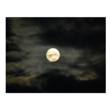 Ciel nocturne - pleine lune et nuages foncés cartes postales
