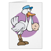 Cigogne avec le bébé carte de vœux