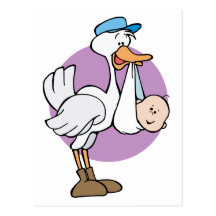 Cigogne avec le bébé carte postale