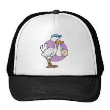 Cigogne avec le bébé casquette de camionneur