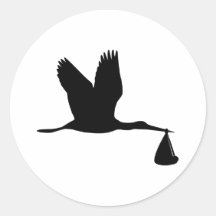 Cigogne - bébé adhésif rond