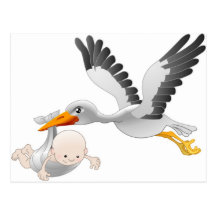 cigogne et bébé cartes postales