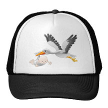 cigogne et bébé casquette de camionneur