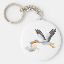 cigogne et bébé porte-clef