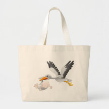 cigogne et bébé sac