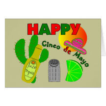 "Cinco chaux de De Mayo heureux", tequila et conce Carte De Vœux