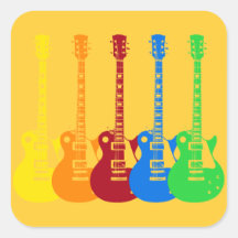 Cinq guitares électriques colorées adhésif