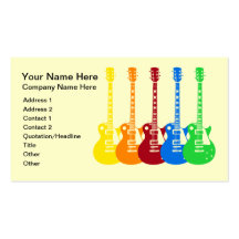 Cinq guitares électriques colorées carte de visite