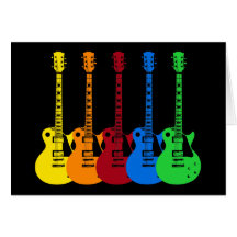 Cinq guitares électriques colorées carte de vœux