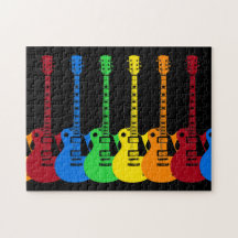 Cinq guitares électriques colorées puzzles
