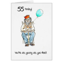 Cinquante-cinquième carte d'anniversaire gaie pour