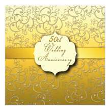 cinquantième Anniversaire de mariage - d'or Carton D'invitation