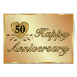 cinquantième anniversaire - or carte de vœux