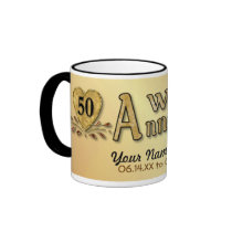 cinquantième anniversaire - or - personnaliser tasses