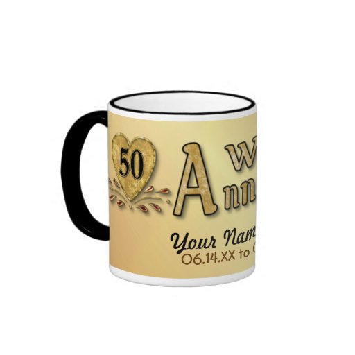 cinquantième anniversaire - or - personnaliser mug