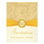 cinquantième Fête d'anniversaire - damassé d'or av Faire-parts