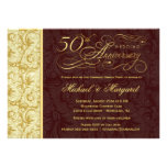 cinquantième Fête d'anniversaire - damassé d'or Invitation Personnalisée