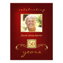 cinquantième Fête d'anniversaire - invitations rou