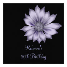 Cinquantième fête d'anniversaire lilas élégante de carton d'invitation