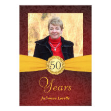 cinquantième Invitations de photo d'anniversaire -