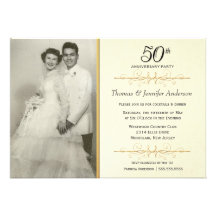 Cinquantième invitations élégantes de fête d'anniv