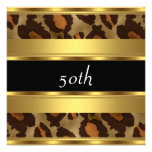 cinquantième Léopard d'or de fête d'anniversaire Invitations Personnalisées