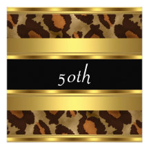 cinquantième Léopard d'or de fête d'anniversaire Invitations Personnalisées