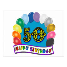 Cinquantième marchandises heureuses d'anniversaire cartes postales