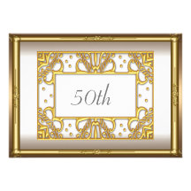 cinquantième Or crème de fête d'anniversaire d'or Invitation Personnalisée