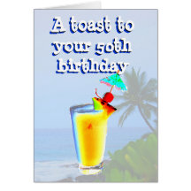 Cinquantième pain grillé heureux d'anniversaire cartes de vœux
