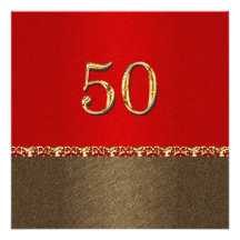 Cinquantième partie rouge-brun élégante cartons d'invitation
