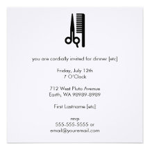 Ciseaux et peigne invitations