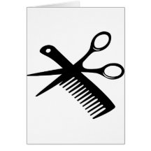 ciseaux noirs de peigne de coiffeur carte de vœux