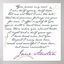 Citation #1 de la persuasion de Jane Austen Posters
