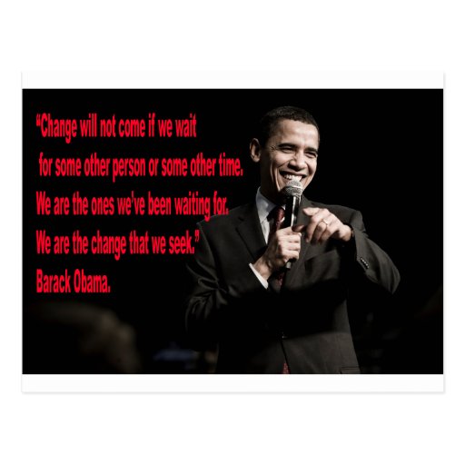 Citation de changement de Barack Obama Carte Postale Zazzle