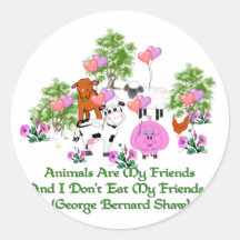Citation de G.B. Shaw Vegetarian Autocollant Rond