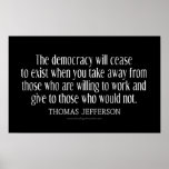 Citation de Jefferson sur la démocratie Posters