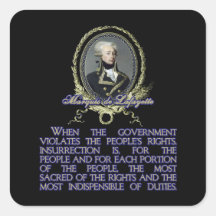 Citation du marquis De Lafayette sur l'insurrectio Sticker Carré