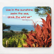 Citation inspirée avec la vue hawaïenne de plage tapis de souris