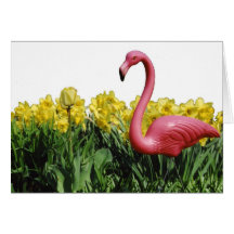 Citation rose de la carte w/Garden de flamant