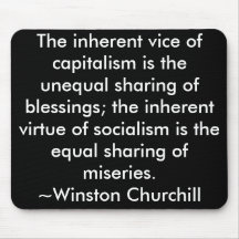 Citation Winston Churchill de capitalisme/socialis Tapis De Souris