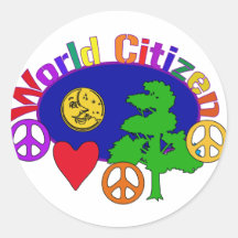 Citoyen du monde autocollant rond