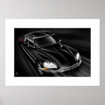 Citroen DS "à la vitesse 2" affiche illustrée