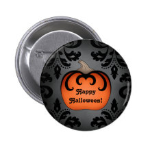 Citrouille gothique de Halloween sur la damassé él Badge