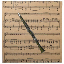 Clarinette avec l'arrière - plan de musique de feu serviettes