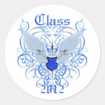 Classe à ailes par bleu d'épées d'autocollant d'ob