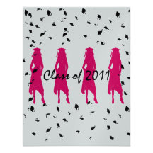 Classe de 2012 silhouettes roses de diplômé avec T Faire-parts