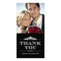 Classic Script Wedding Thank You Cards Solid Color Photo Card Template